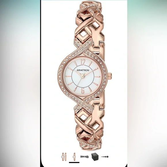 Armitron Women's 75/5412 Genuine Crystal Accented Watch and Bracelet set - Picture 2 of 3